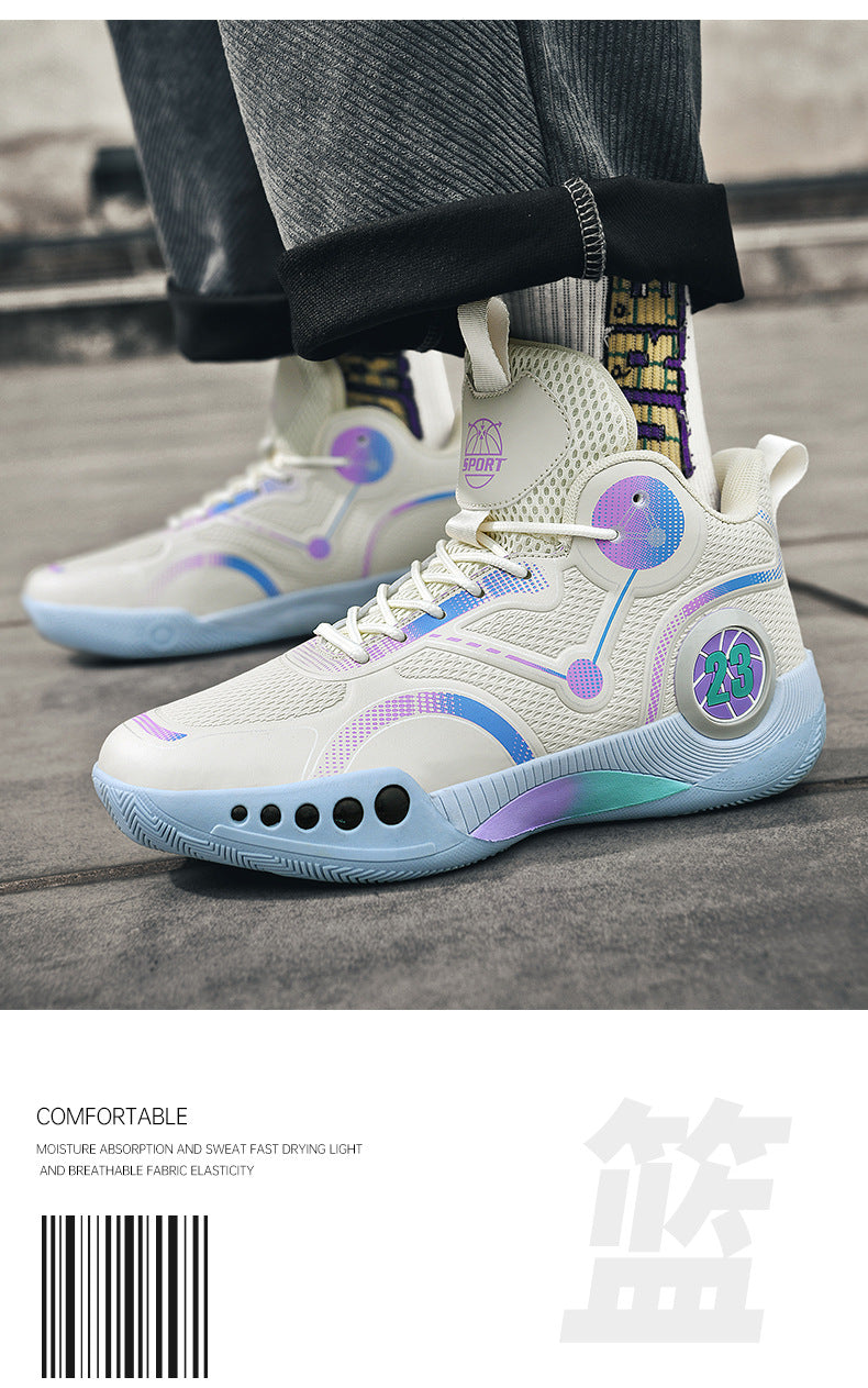 Spring Festival New Couple Casual Basketball Shoes Fashion Combat Boots Wear-resistant Shock-absorbing Campus Student Training Competition Sneakers
