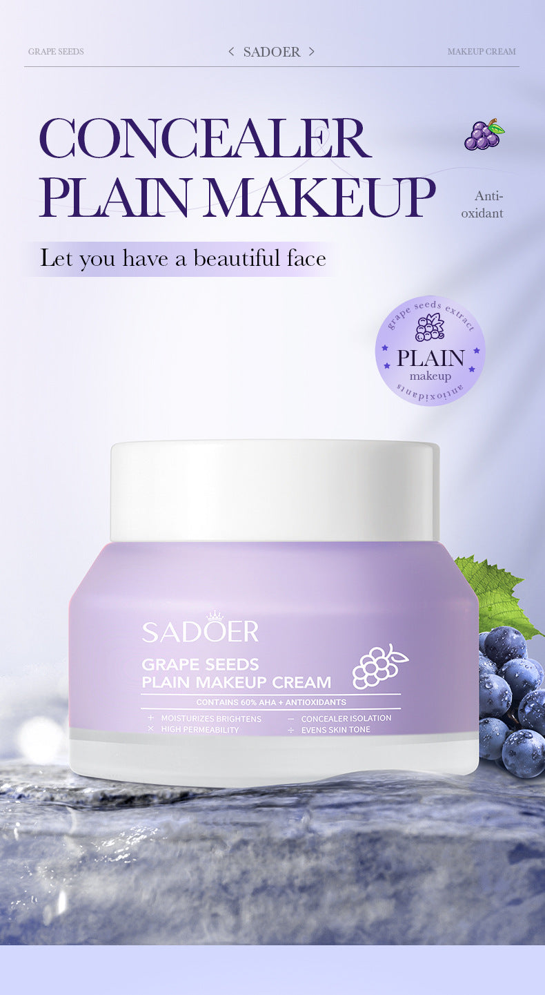 Makeup SADOER Grape Seed Concealer Brightening Cream Skin Softening Face Cream Live Streaming Cross-Border Wholesale