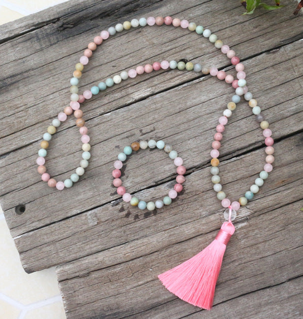 European and American fashion new white turquoise amethyst bracelet108Lotus Pendant Bracelet with Buddhist Beads