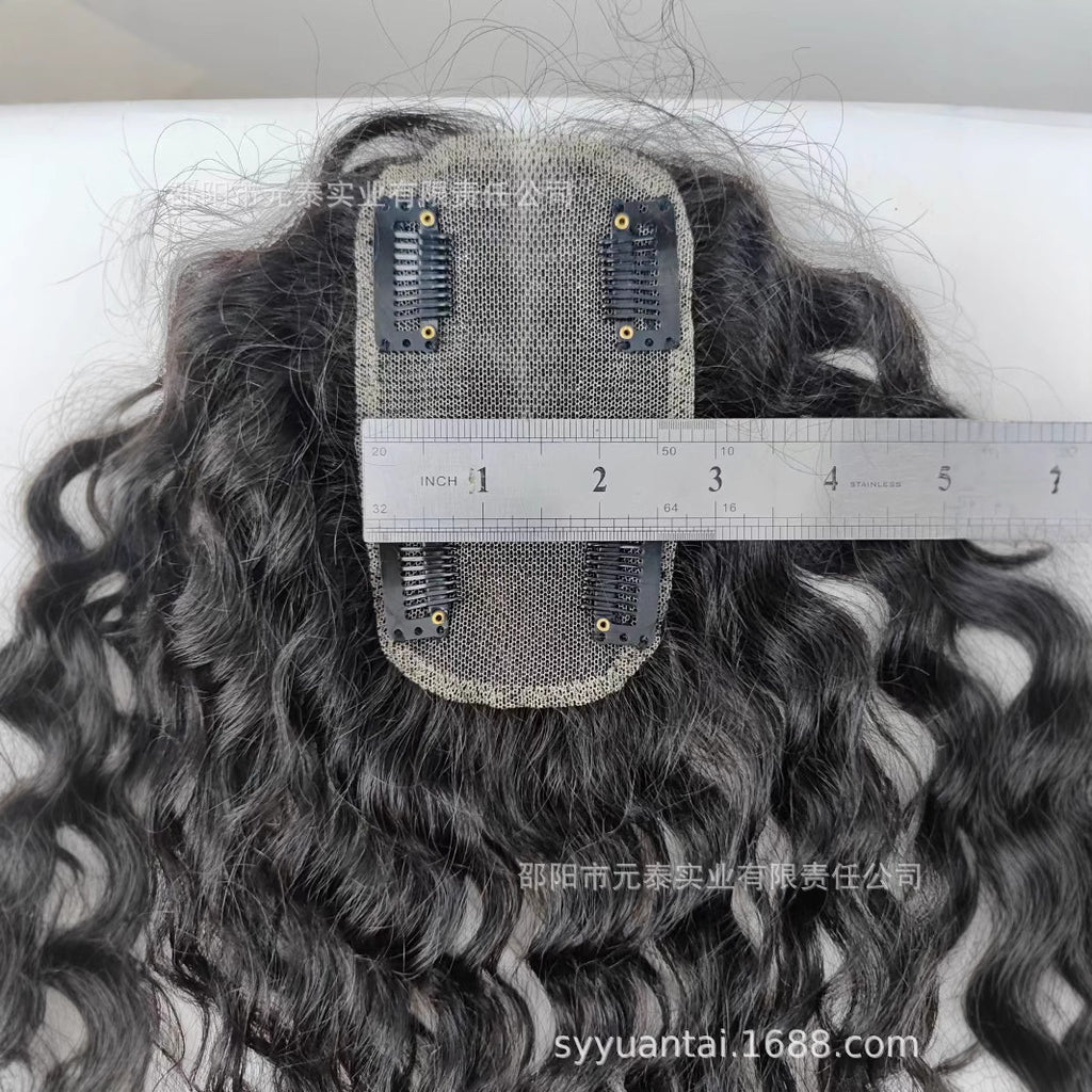 Hair Extensions for Women, Real Hair Swiss Net Full Hand-Woven Curly Hair Top Hairpiece, Increase Hair Volume, Natural and Fluffy, In Stock