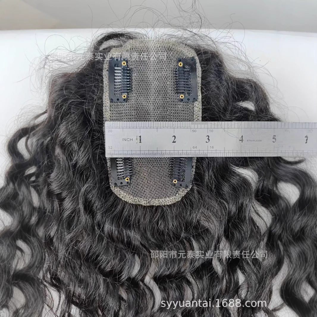 Hair Extensions for Women, Real Hair Swiss Net Full Hand-Woven Curly Hair Top Hairpiece, Increase Hair Volume, Natural and Fluffy, In Stock