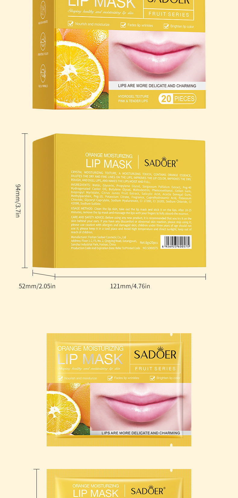 Orange Moisturizing Lip Mask SADOER Moisturizing lips anti-chapped lip mask cross-border foreign trade wholesale