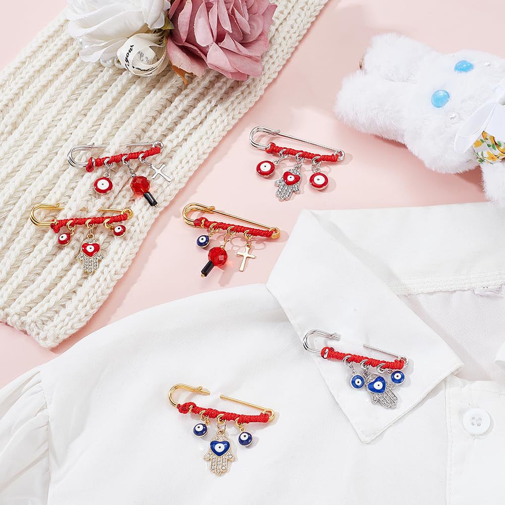 Devil's Eye Brooch for Women Simple Palm Pin Creative Eye Cross Pendant Blue Eye Heart Brooch