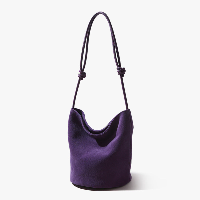 In Stock European and American Suede Underarm Bag for Women New Simple Casual Retro Matte Single Shoulder Crossbody Tote Bucket Bag