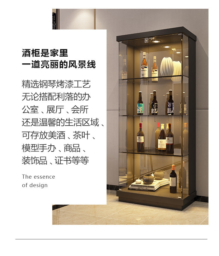 Custom Apartment Glass Wine Cabinet Light Luxury Transparent Collection Figurine Display Cabinet Factory Direct Sales Undertakes Hotel Projects