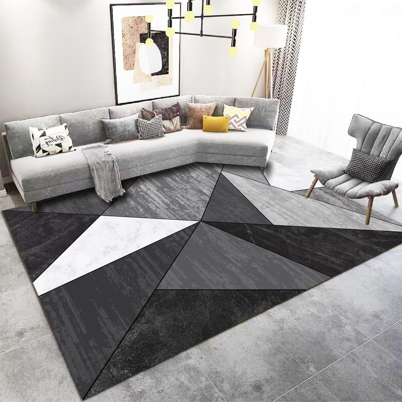 High-End Living Room Sofa Coffee Table Rug Light Luxury New Chinese Style Nordic Simple Modern Abstract Bedroom Full Carpet