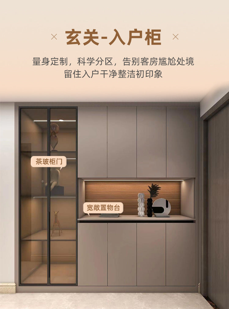 Custom Whole House Wardrobe Bedroom Cream Style Princess One-Door-to-Top Wardrobe Wine Cabinet Entryway Shoe Cabinet Custom Cloakroom