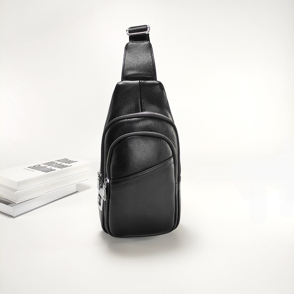 Anti-theft Fingerprint Lock Bag Top Layer Cowhide Men's Single Shoulder Crossbody Bag Multifunctional Crossbody High-end Genuine Leather Chest Bag