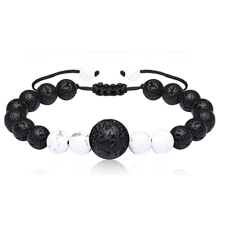 Tiger Eye Stone Couple Braided Bracelet Adjustable Blue Pine Lapis Lazuli Bracelet White Pine Volcanic Stone Handmade Braided Bracelet