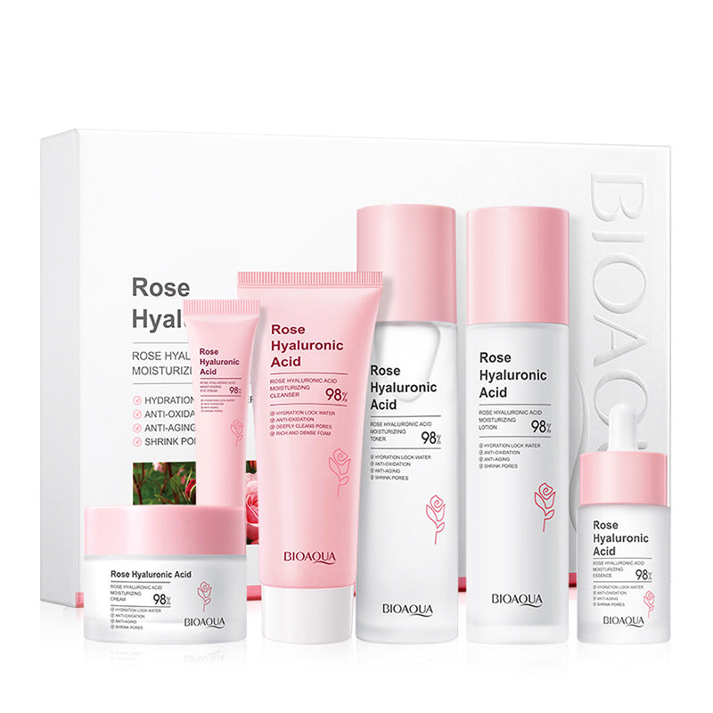 BIOAOUA Rose Hyaluronic Acid Moisturizing Six-piece Set Hydrating skin care product set  wholesale