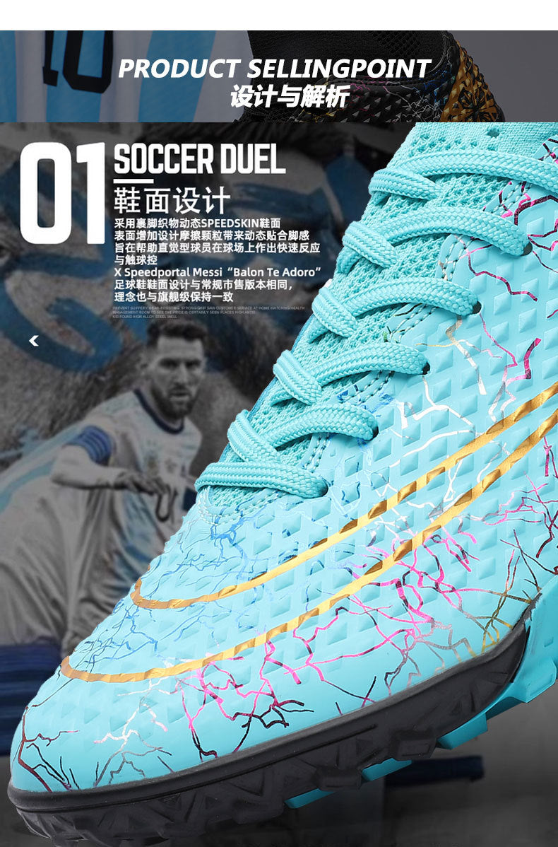 New high-top soccer shoes for men and women AG Spike TF Broken Nail Youth Student Grassland Competition Training Shoes