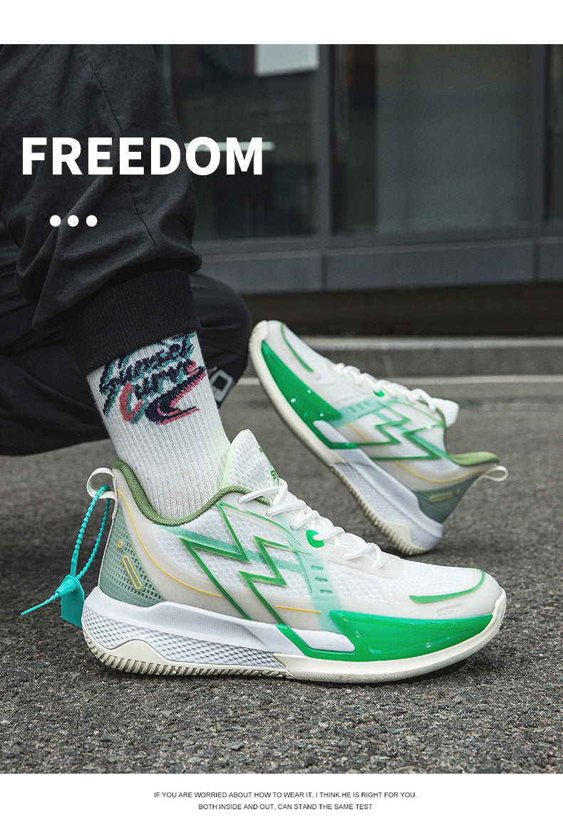 Men and Women Couple Shoes Korean Version Trendy Mesh Breathable Basketball Shoes Fashionable Night Glow Wear-resistant Shock-absorbing Rebound Sports Shoes