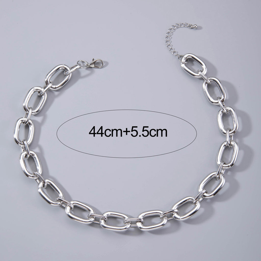European and American Ornament Fashion Hip-Hop Short Thick Chain Geometric Necklace Metal Exaggerated Necklace