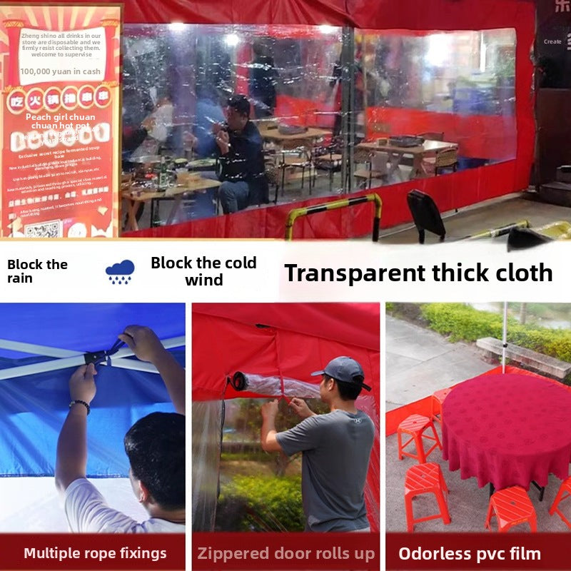 Street Vendor Square Tent Windproof Cover Outdoor Four-Corner Sunshade Rainproof Warm Windproof Transparent Cover Wholesale