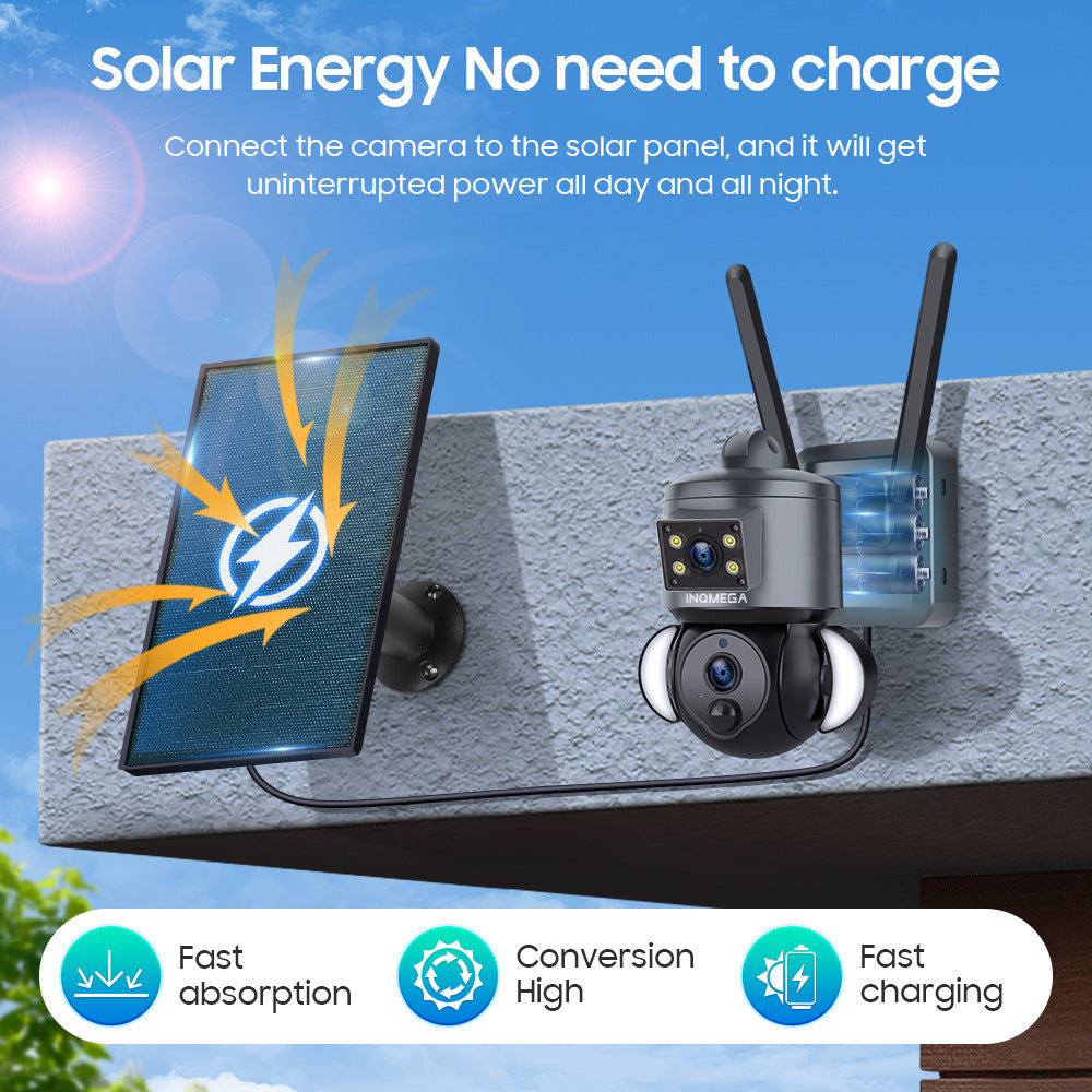 Private Model AOV Solar-powered Camera6MP HD Dual Lens Surveillance Camera UBOX Low Power Monitoring