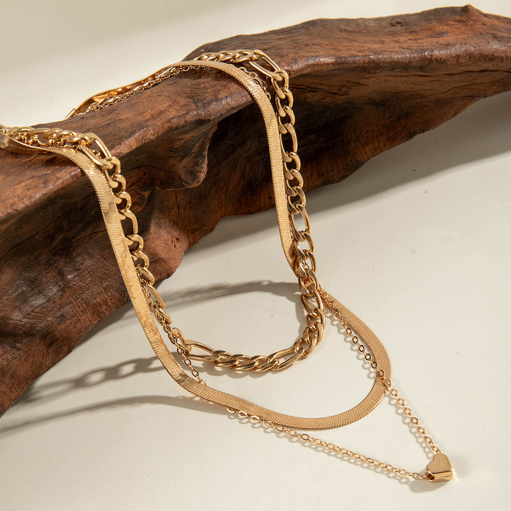 European and American Fashion Collarbone Chain Round Pendant Tassel Multi-layer Stacking Necklace Layered One-word Necklace3Set