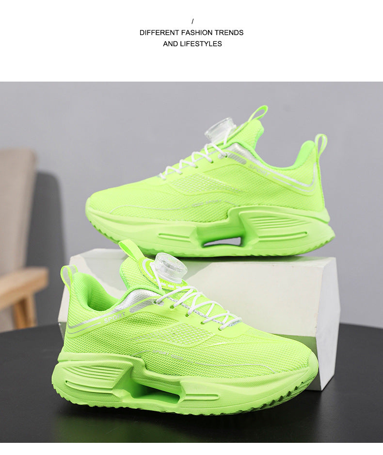 Summer Youth Breathable Mesh Rotating Button Sports Shoes Comfortable Soft Sole Men's Shoes Lightweight Non-Slip Children's Running Shoes