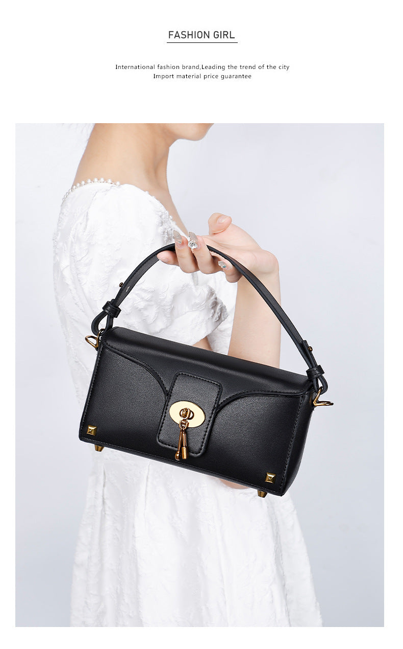 European and American Women's Bag High-End Light Luxury Handbag Niche Versatile Fashion Genuine Leather Crossbody Bag Single Shoulder Underarm Bag for Women