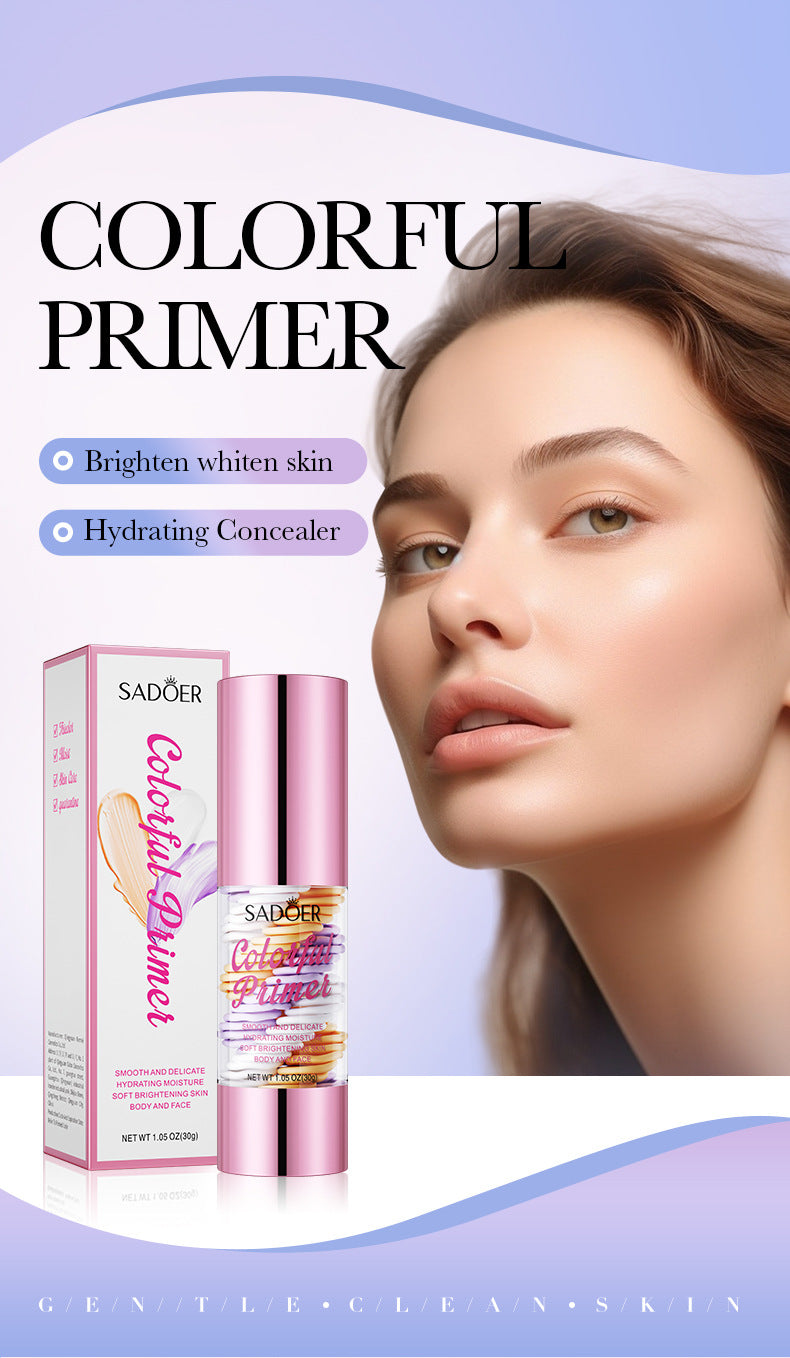 Makeup SADOER Three Color Rainbow Isolation Cream Contour Concealer Refreshing Primer  Wholesale