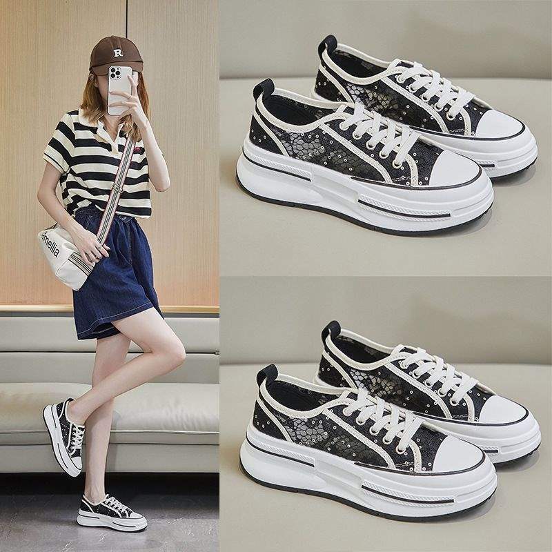 Summer Lace Women's Shoes for Outdoor Wear2025Summer Thin Non-Slip Versatile Breathable Mesh Sports Casual White Shoes