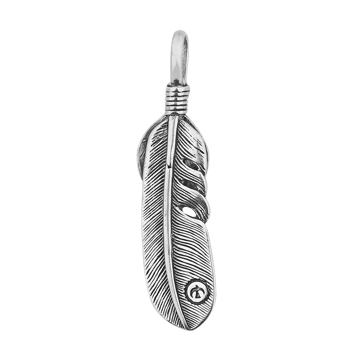 New Takahashi Goro Feather Stainless Steel Men's Necklace Vintage Inlaid Turquoise Titanium Steel Pendant Direct Manufacturer