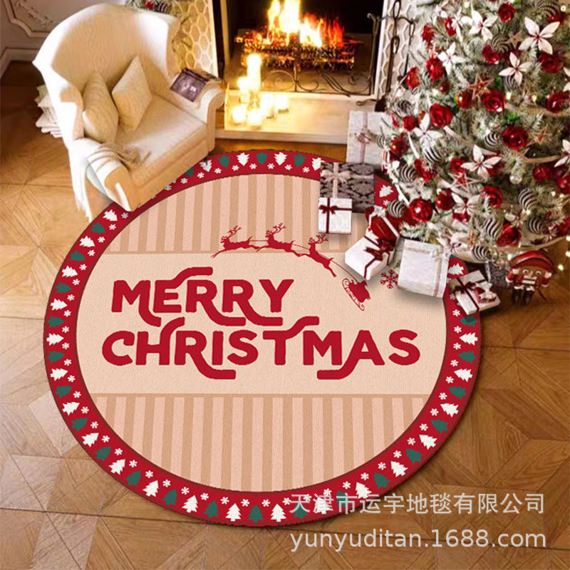 Christmas Carpet Round Living Room Mat Christmas Decoration Atmosphere Mat Christmas Tree Mat Labeling and Shipping