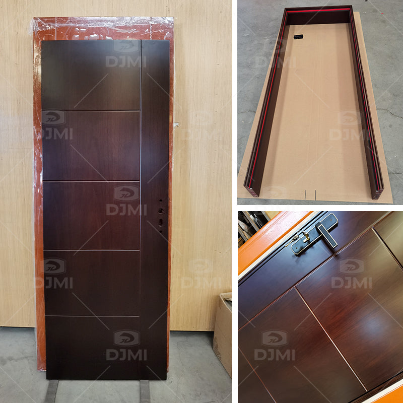 Modern Black Walnut Solid Wood Main Door Design Wooden Interior Room Door for Houses
