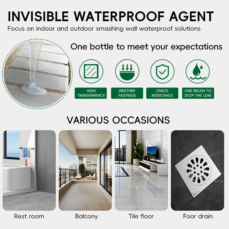 Waterproof Material Transparent Waterproof Glue Bathroom Waterproof Coating No-Brick Smashing Glue Acrylic Invisible Waterproof Agent