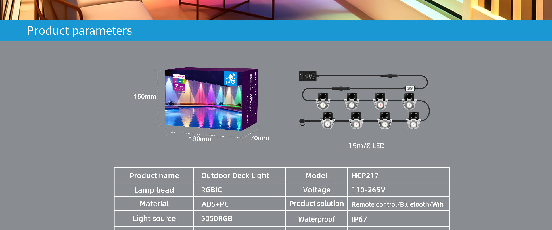 RGBCW Iridescent Fence Light Bluetooth Version Fence Light Wall Washer Fence Light Garden Light Waterproof Decorative Light