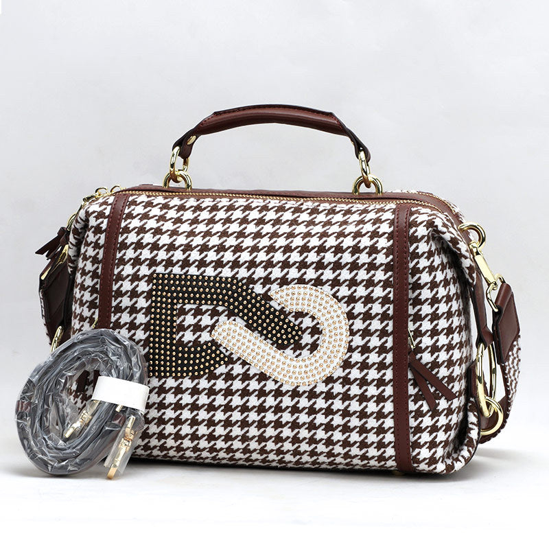 New European and American Trendy Fashion Simple Personality Elegant Versatile Plaid Single Shoulder Handbag Crossbody Women's Bag