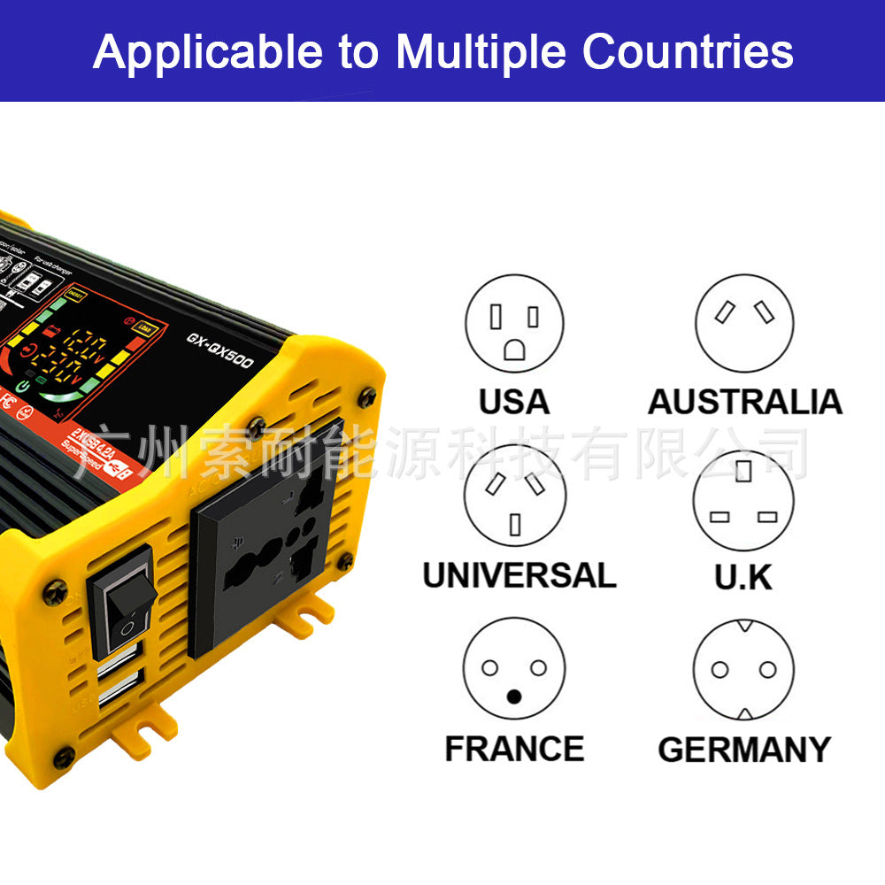 Car and Home Inverter12V Turn110V220V 500W Smart Display car power inverter