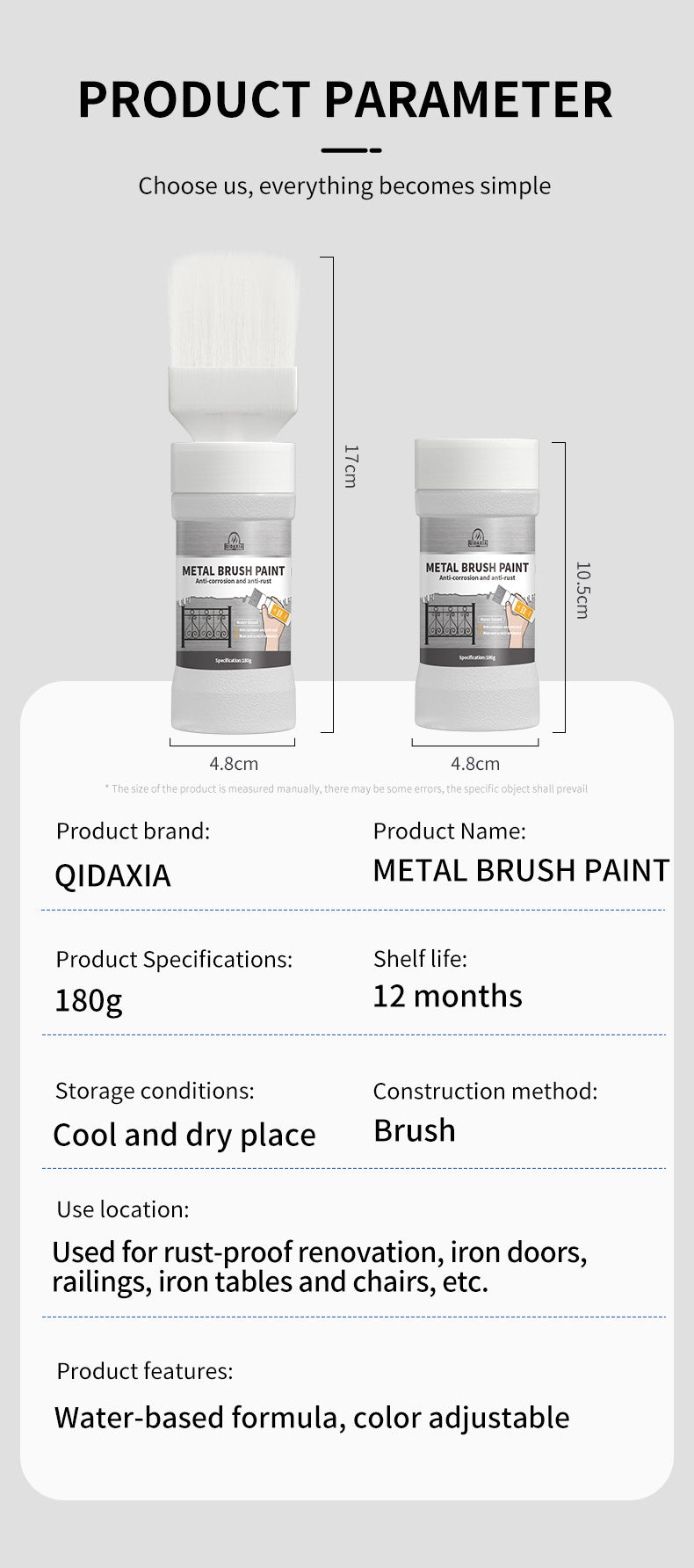 New Product Paint Manufacturer Comes With Brush Water Iron Art Iron Gate Railing Renovation Anti-rust Paint Metallic Paint Renovation Tool