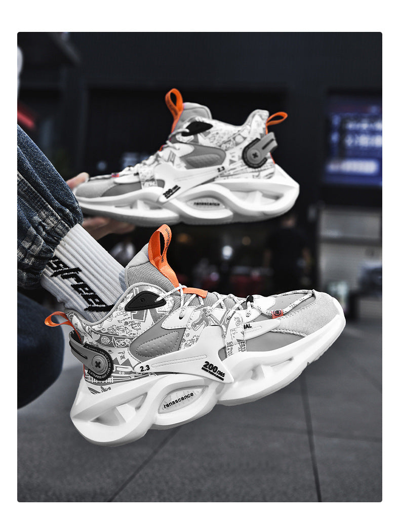 High-top Dad Shoes Men's Sports Shoes Youth Thick-soled Height-increasing Comfortable Basketball Shoes Trendy Brand Lightweight Comfortable