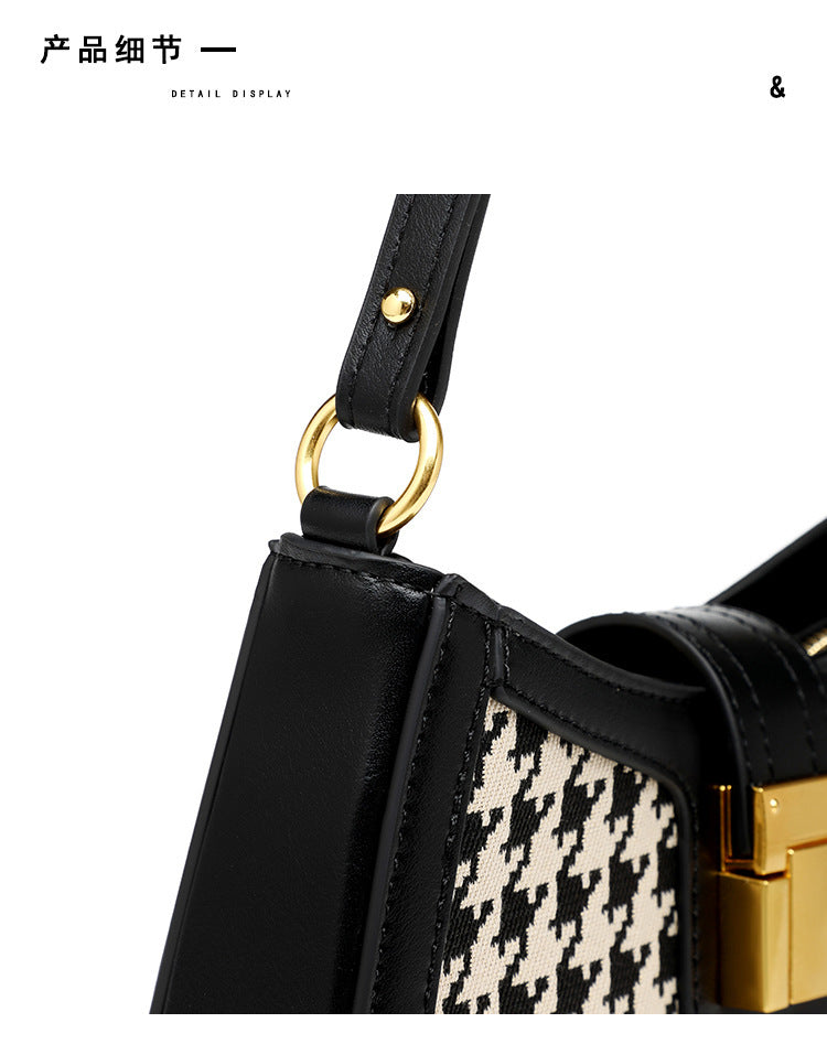 Houndstooth Crossbody Bag Baguette Underarm Bag Spring Autumn Women's Bag Small Square Bag Niche Versatile Commuter Handbag Shoulder Bag