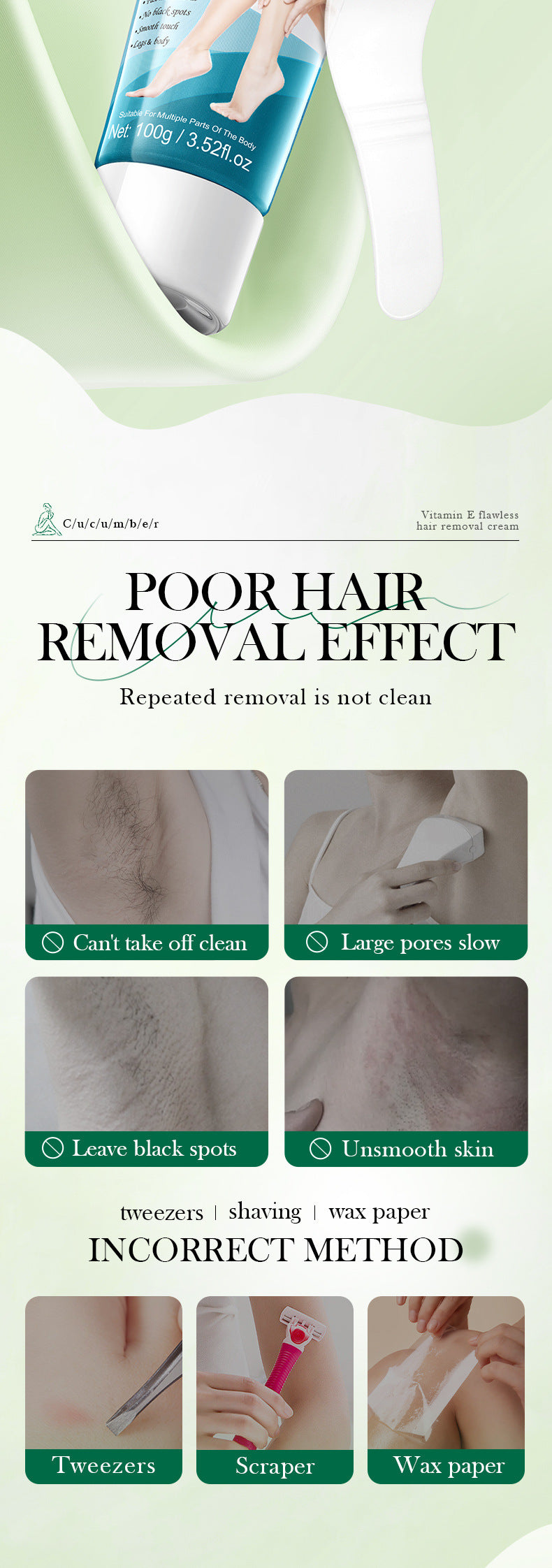 Plant VE Depilatory cream100g SADOER Smooth and Gentle Underarm Hair Removal Cream Cross-Border Wholesale