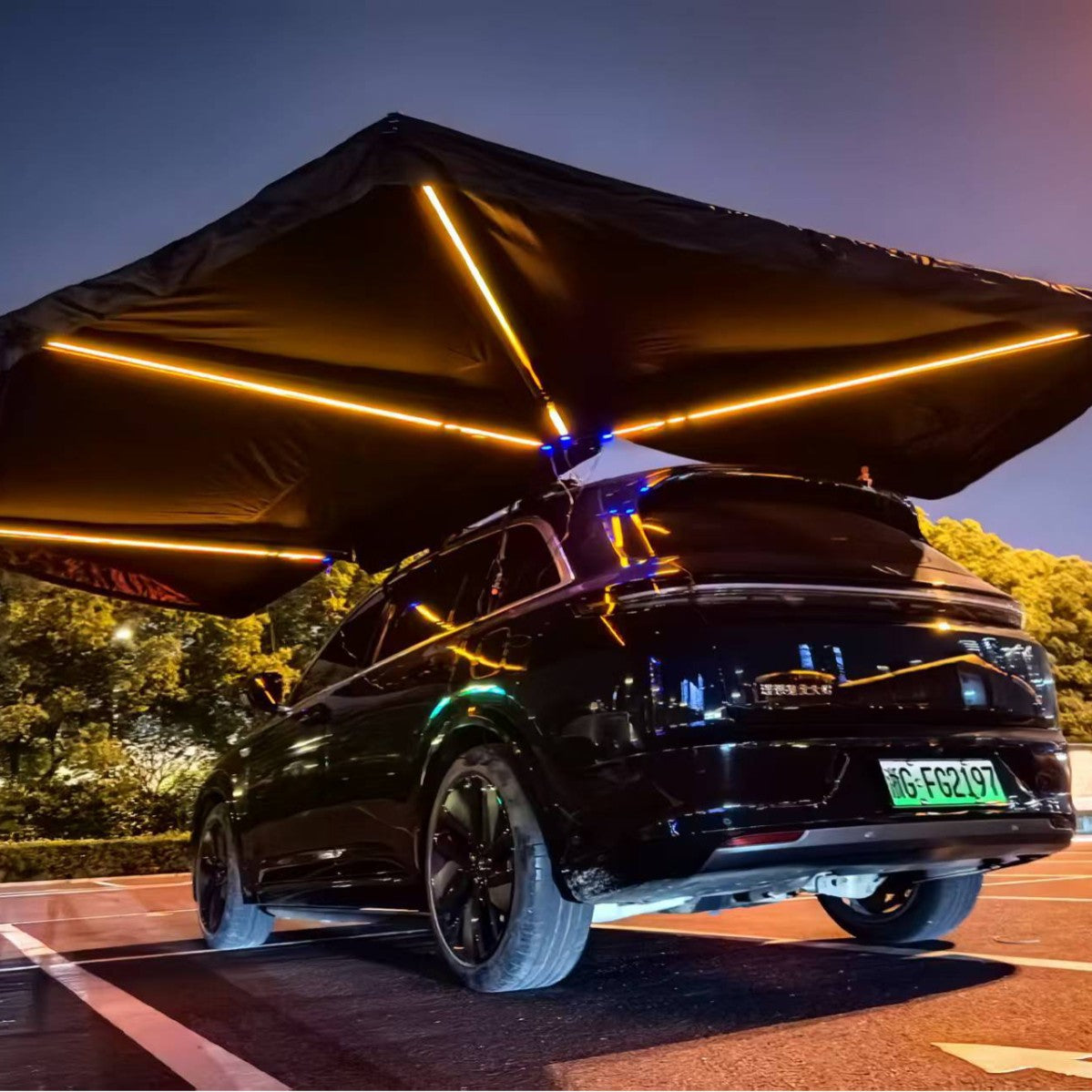 New360Full Lamp Boneless Fan-Shaped Car Side Tent Camping Large Space Outdoor Waterproof Camping Car Tent