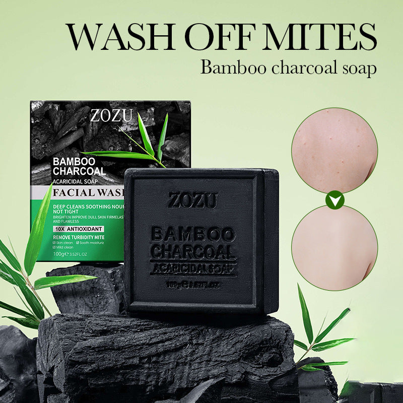 Bamboo Charcoal Soap100g ZOZU Cleansing, bathing, moisturizing essential oil soap  foreign trade wholesale