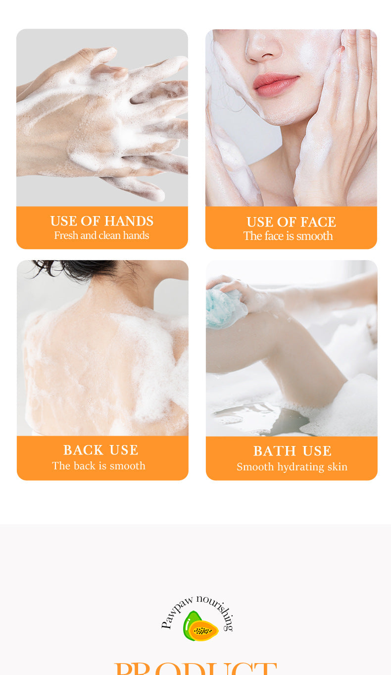 Papaya Handmade Soap100g BIOAOUA Vitamin C Cleansing and Bath Soap Cross-Border Wholesale