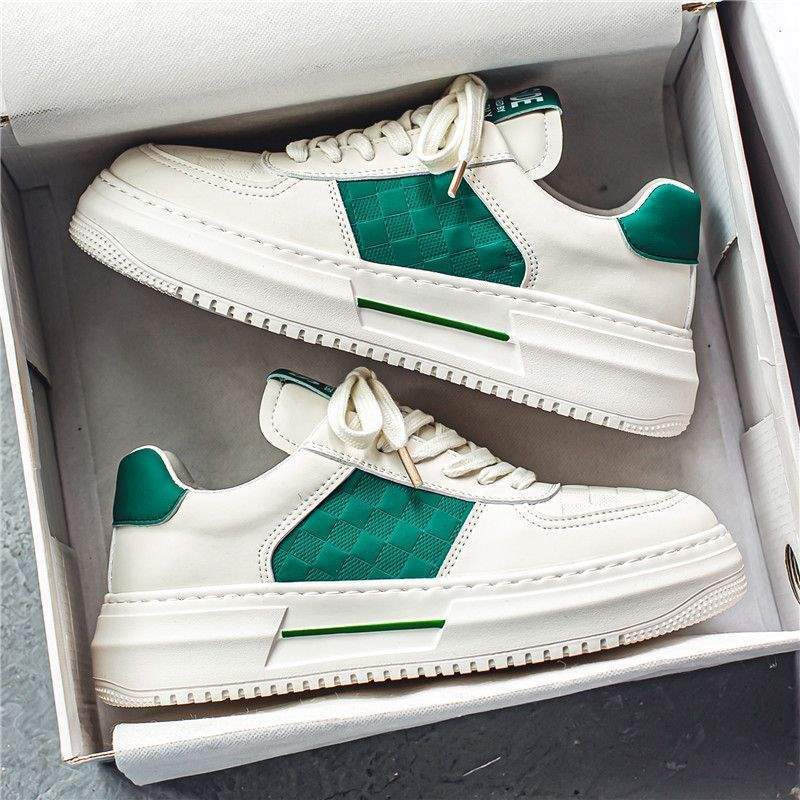 Spring White Sneakers for Men, Casual Trendy Shoes, Platform Shoes, Laceless Thick-Soled Height-Increasing Sports Shoes