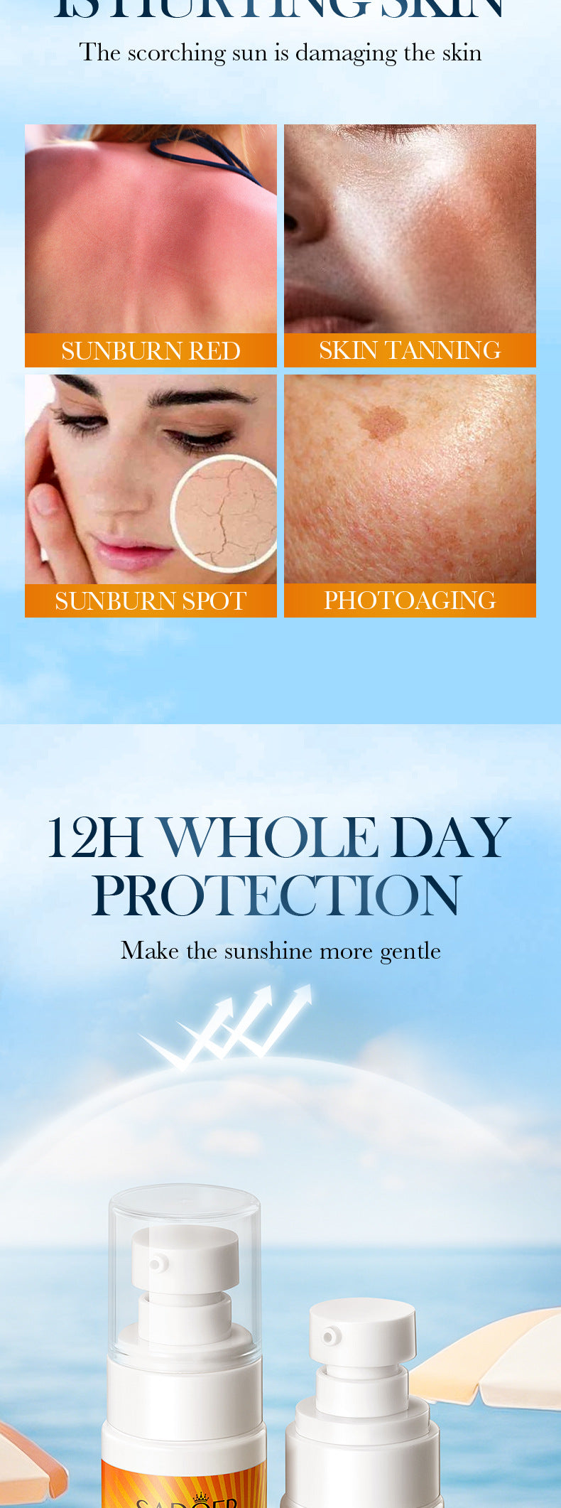 Vitamin C Mineral Tinted Sunscreen SADOER Isolation Sunscreen Lotion Cross-Border Wholesale