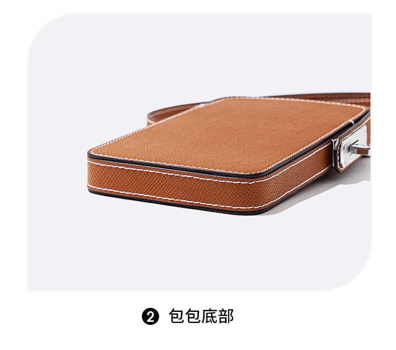 New Fashion Versatile Lock Buckle Phone Bag Solid Color Palm Print Box Bag Simple Mini Crossbody Bag for Women