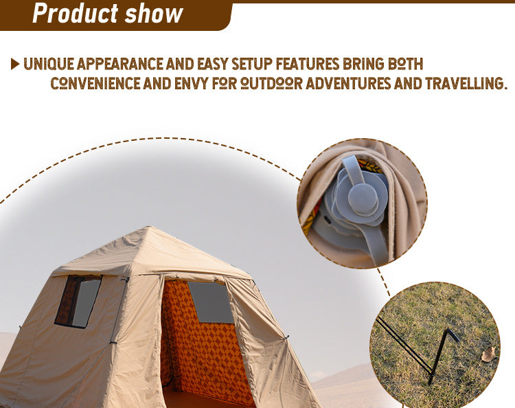 Middle East Arabian Inflatable Tent Outdoor No Setup Needed for Hiking Saudi Print3*3M Camping