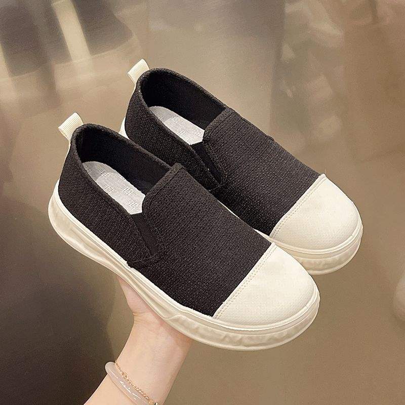 Women's Shoes2025New Trendy Fashionable Canvas Shoes Slip-On Student Shoes with Thick Sole