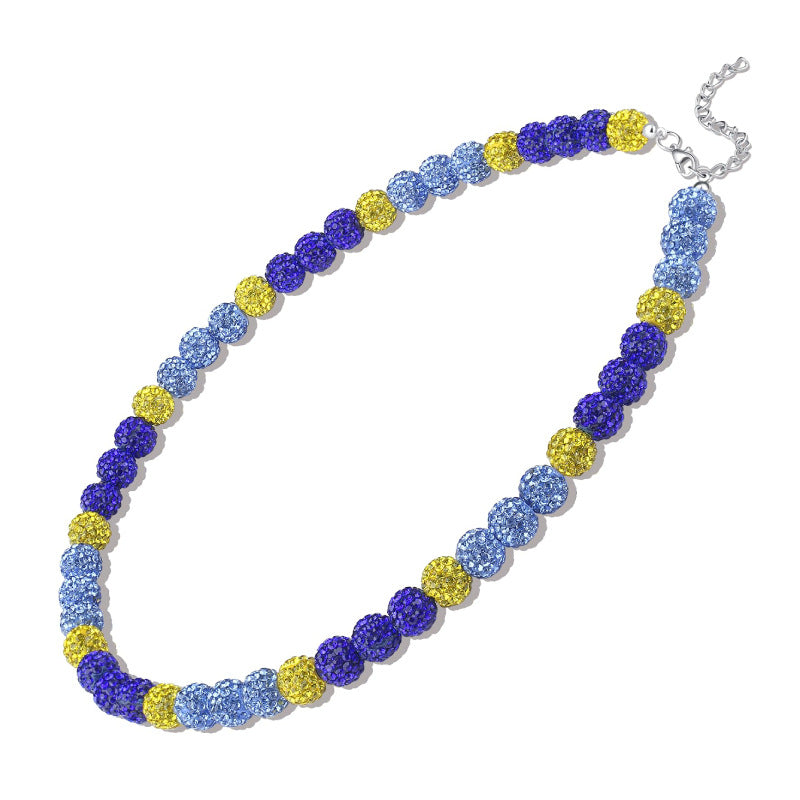 Soft Clay Drill Ball Necklace10mm Red White Blue Full Diamond Necklace Baseball Team Hip Hop Cool Shamballa Necklace