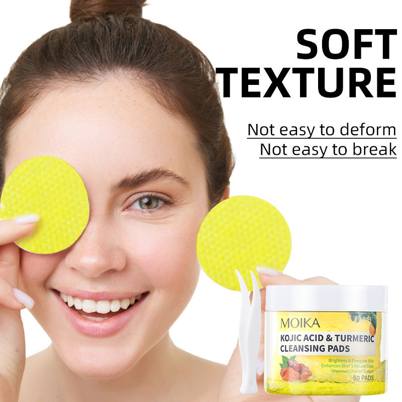 In Stock Turmeric Kojic Acid Cleansing Pads Exfoliating Cleansing Cotton Pads Skincare Wholesale
