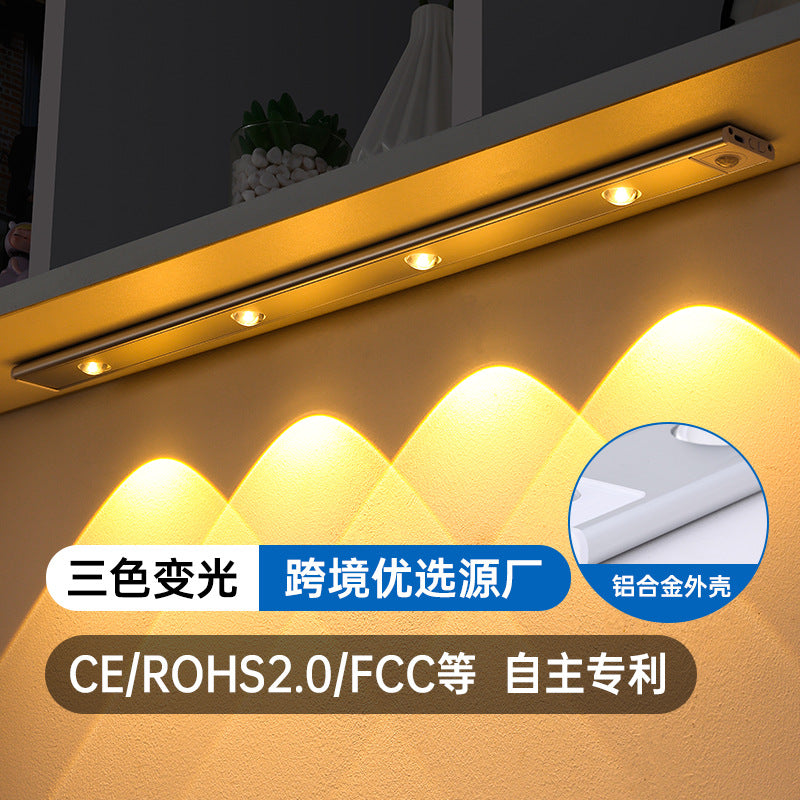 Ultra-Thin Smart led Human Body Sensor Light Rechargeable Magnetic Hill Cat Eye Light Strip Wine Cabinet Cupboard Wardrobe Light Strip
