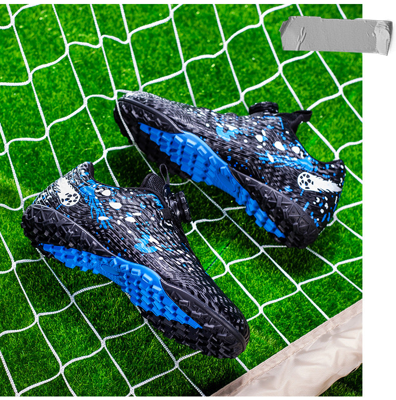 Rotating Button New Children's Soccer Shoes Girls' Spike Training Shoes Girls' Elementary School Sneakers Sports Shoes