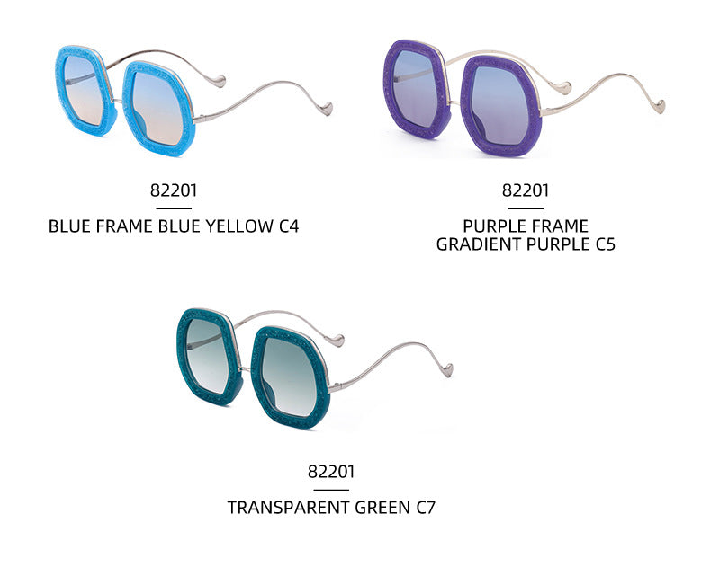 European and American Style Women's Sunglasses with Rhinestones, Irregular Polygonal Large Frame Sunglasses, Trendy High-End Glasses Wholesale