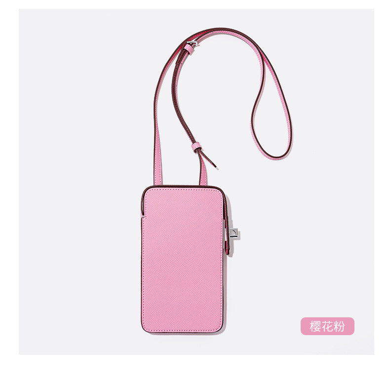 New Fashion Versatile Lock Buckle Phone Bag Solid Color Palm Print Box Bag Simple Mini Crossbody Bag for Women