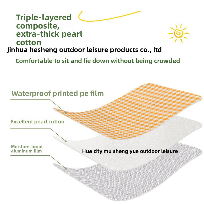 Outdoor Color Film Thickened Waterproof Camping Mat Picnic Mat Lawn Mat Picnic Cloth Mat Dormitory Floor Mat Moisture-Proof Mattress